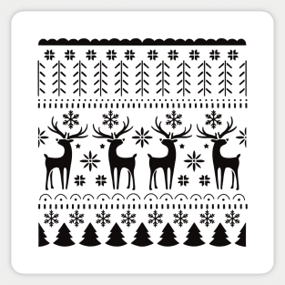 Northern Europe Folk Art Christmas Reindeer Sweater Pattern Sticker